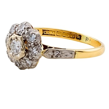 18ct gold Diamond 0.20cts Cluster Ring size N